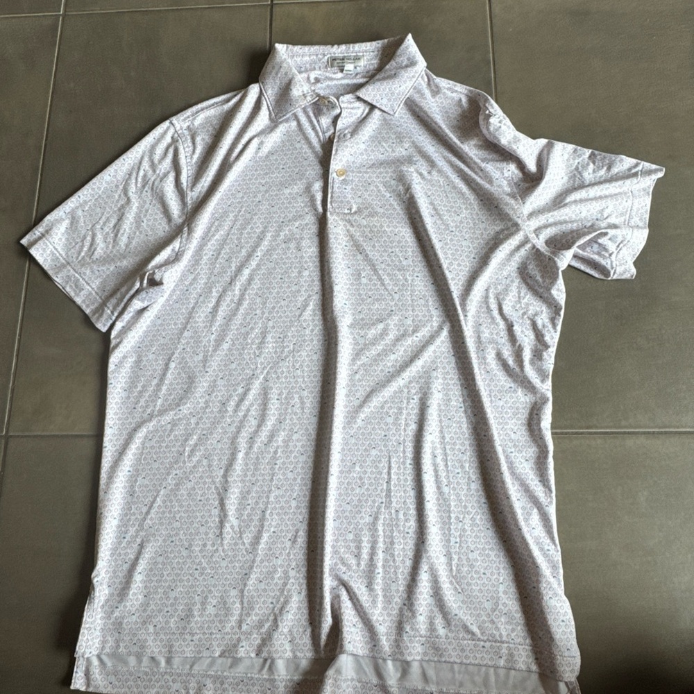 Peter Millar Light Gray Patterned Polo Shirt - image 7